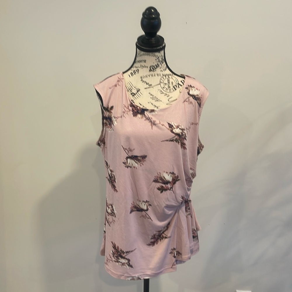 Soft Pink Floral Sleeveless Top with Side Tie – Feminine & Flattering